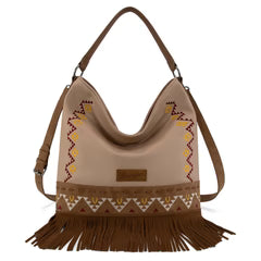 Wrangler Aztec Hobo Fringe Bag Tan