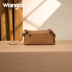 Wrangler Embroidered Aztec Canvas Wristlet/Crossbody- Brown