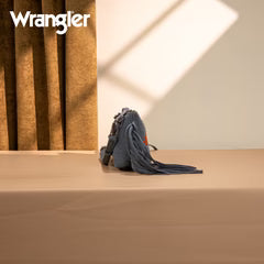 Wrangler Embroidered Aztec Canvas Wristlet/Crossbody- Jean