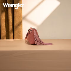 Wrangler Embroidered Aztec Canvas Wristlet/Crossbody- Dark Pink