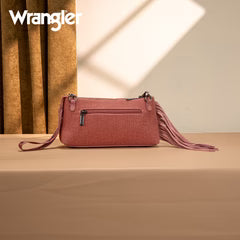 Wrangler Embroidered Aztec Canvas Wristlet/Crossbody- Dark Pink