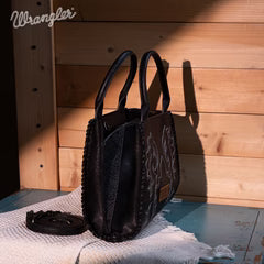 Wrangler Embroidered Trapezoid Concealed Carry Tote/Crossbody Black