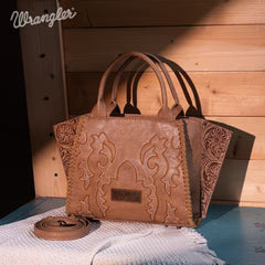 Wrangler Embroidered Trapezoid Concealed Carry Tote/Crossbody Khaki