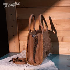 Wrangler Embroidered Trapezoid Concealed Carry Tote/Crossbody Khaki