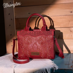 WRANGLER Red Embroidered Tote Crossbody