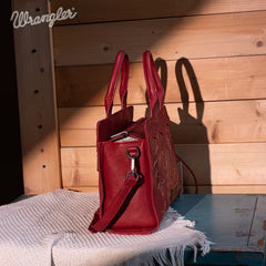 WRANGLER Red Embroidered Tote Crossbody