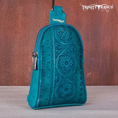 Trinity Ranch Floral Tooled Sling Bag Turquoise