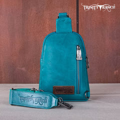 Trinity Ranch Floral Tooled Sling Bag Turquoise