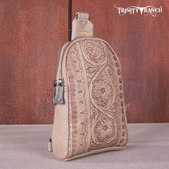 Trinity Ranch Floral Tooled Sling Bag Tan
