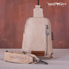 Trinity Ranch Floral Tooled Sling Bag Tan