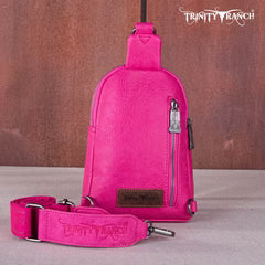Trinity Ranch Floral Tooled Sling Bag Hot Pink