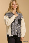 Animal Print & Sequin Jacket with Fringe- Cream