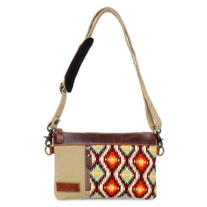 Women's Crossbody Bag in Up-cycled Canvas, Rug & Leather