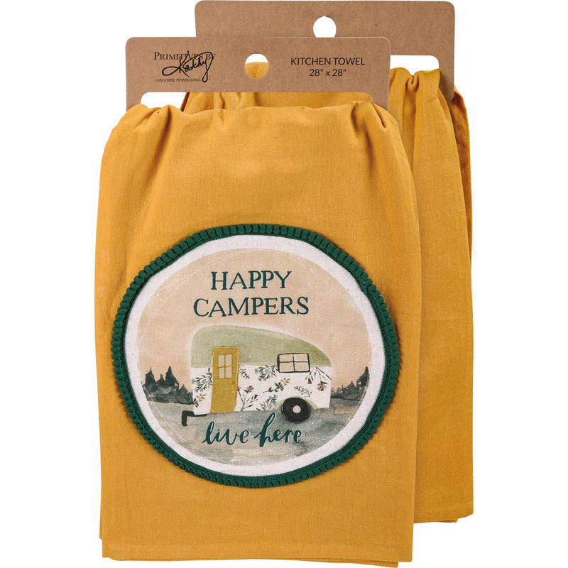 Happy Campers Live Here Pom Kitchen Towel