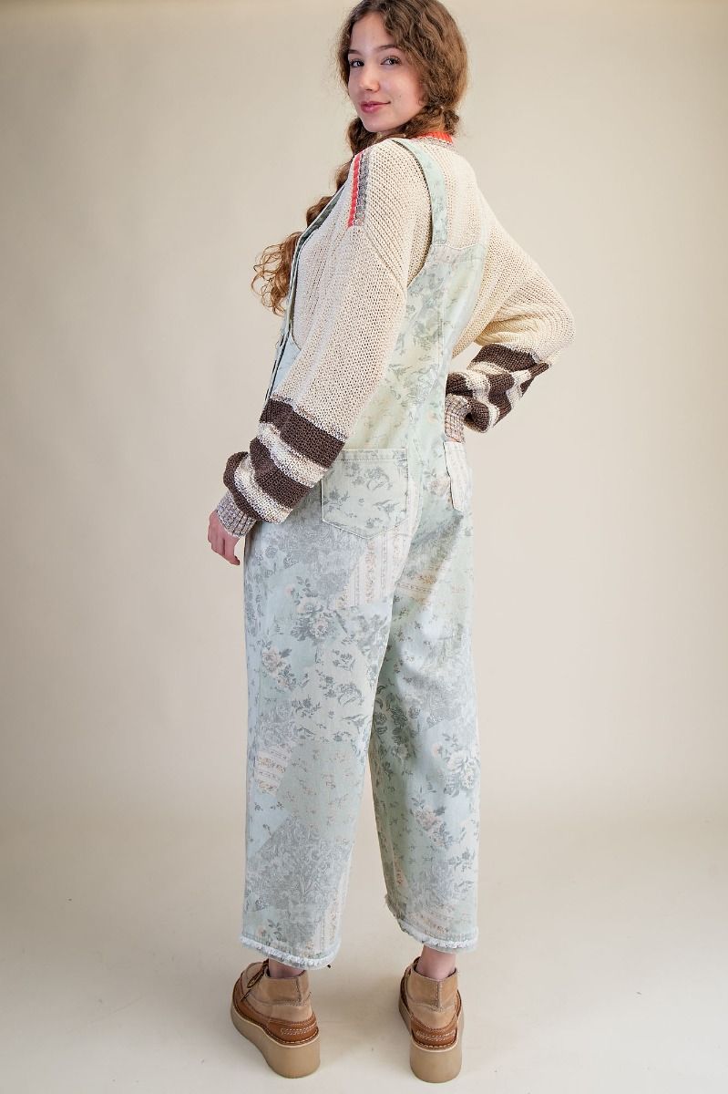 Vintage Flower Patch Overalls Sage