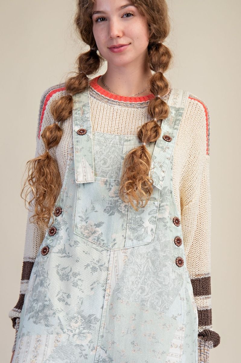 Vintage Flower Patch Overalls Sage