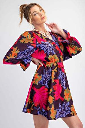 Eggplant Floral Printed Dress