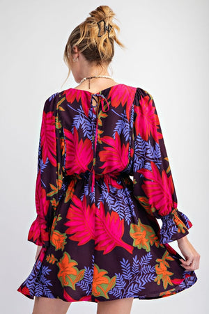 Eggplant Floral Printed Dress