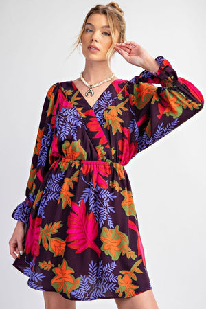 Eggplant Floral Printed Dress