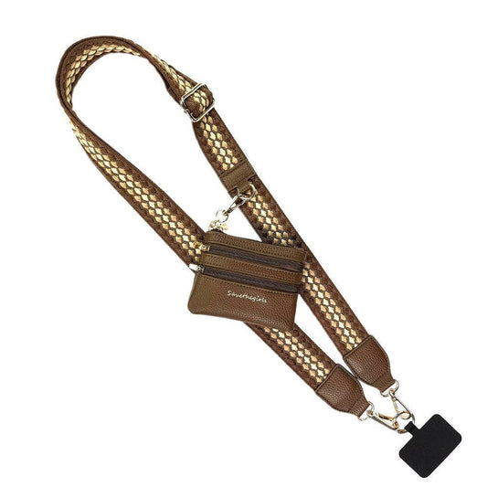 Clip & Go Strap w/Zippered Pouch Fun Dots: Dk Brown/Lt Brown