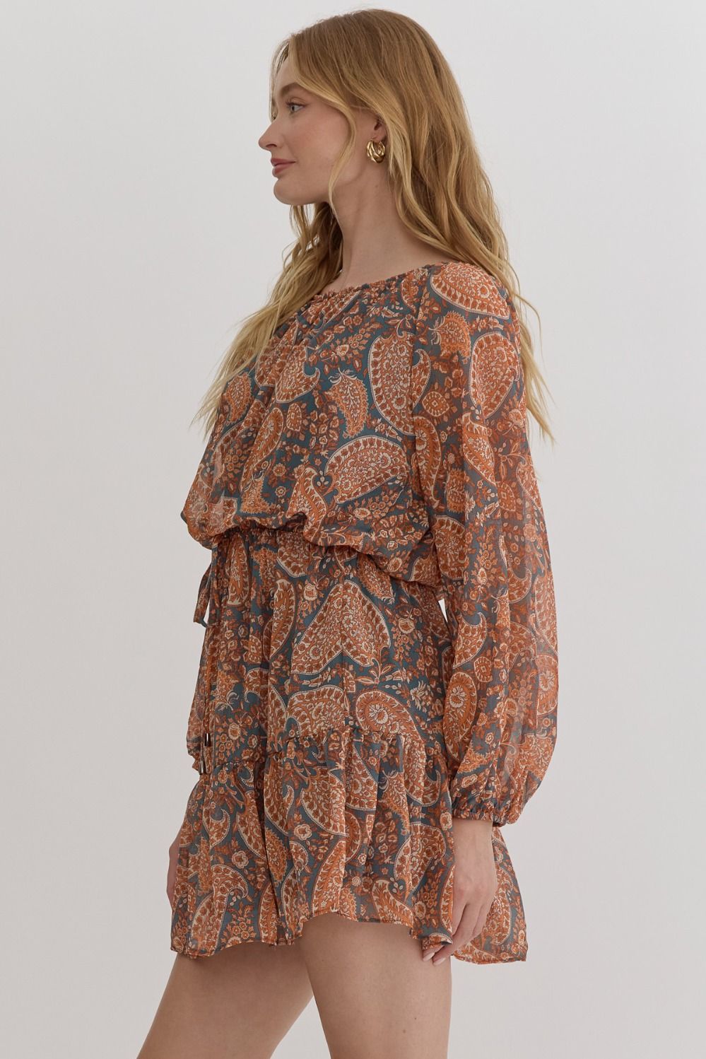 Paisley Dress Rust/Grey