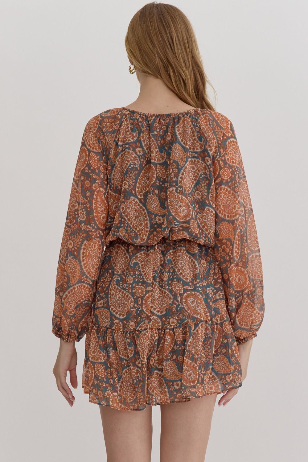 Paisley Dress Rust/Grey