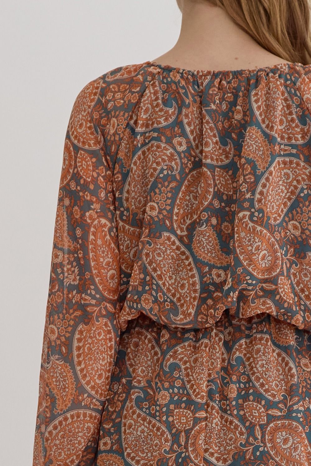 Paisley Dress Rust/Grey