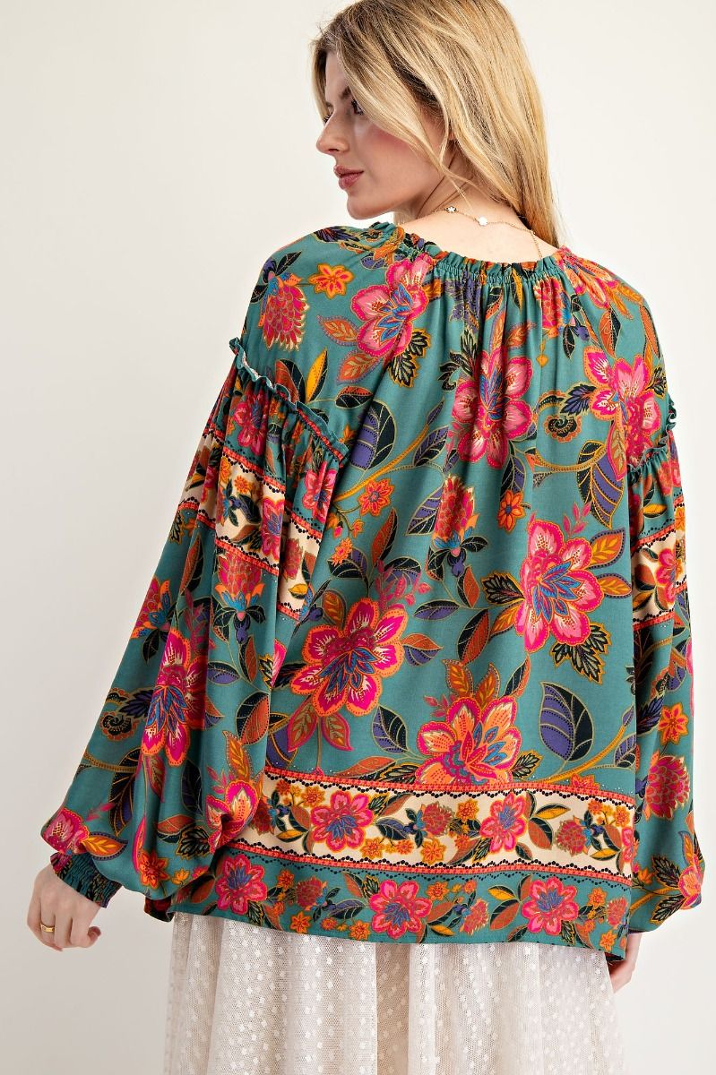 Floral Border Blouse