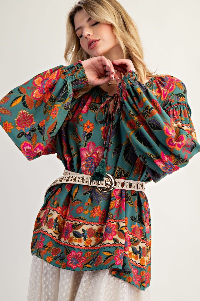 Floral Border Blouse