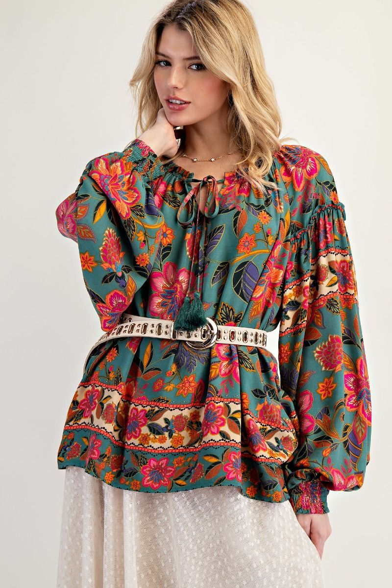 Floral Border Blouse
