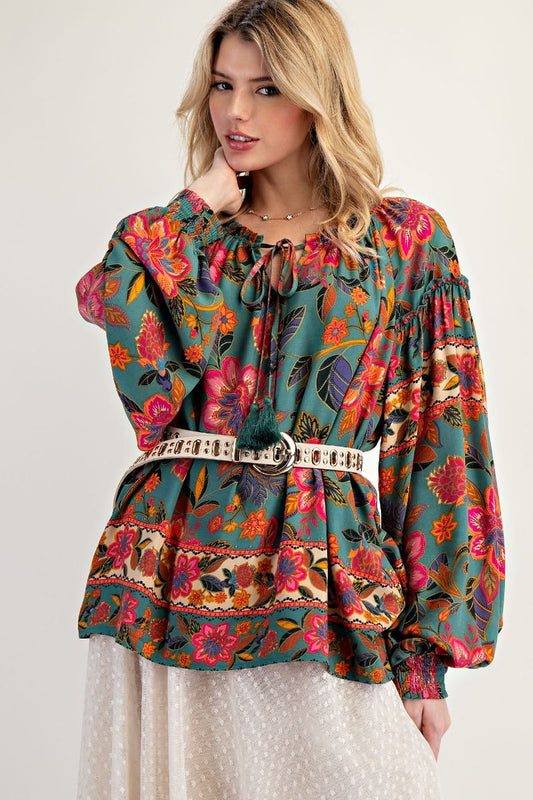 Floral Border Blouse