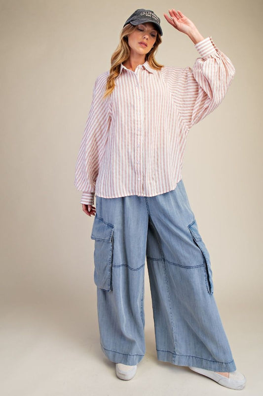 Dusty Rose Striped Blouse