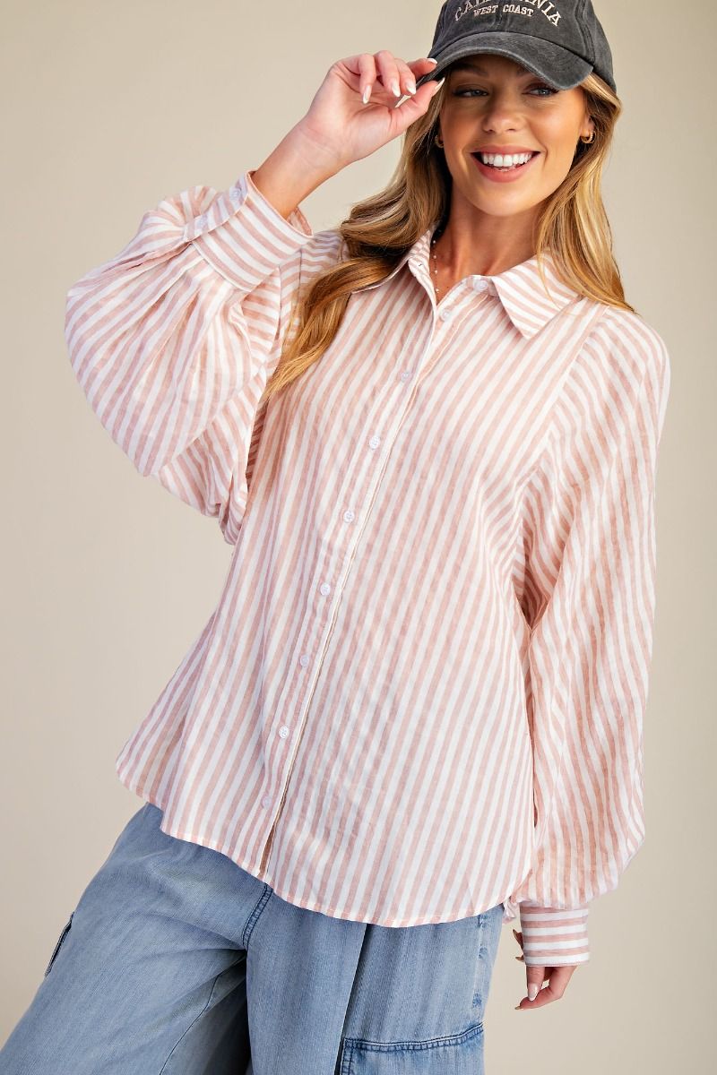 Dusty Rose Striped Blouse