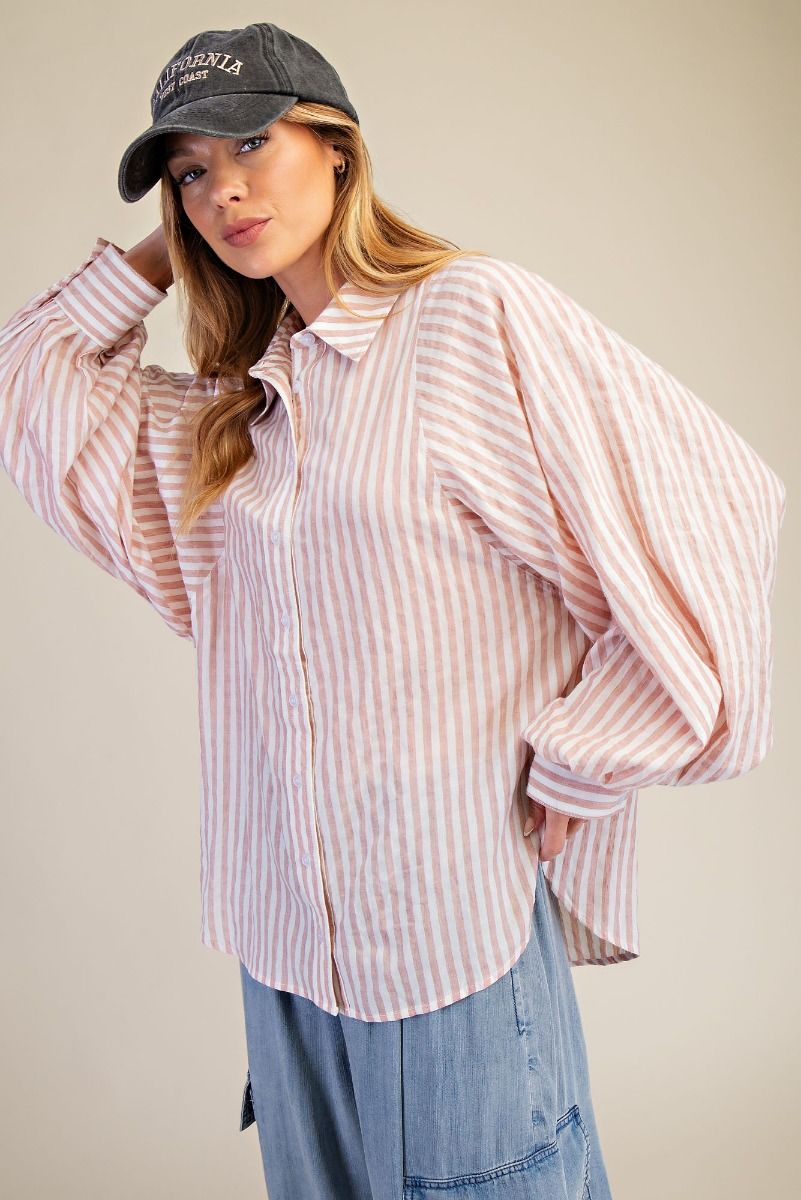Dusty Rose Striped Blouse