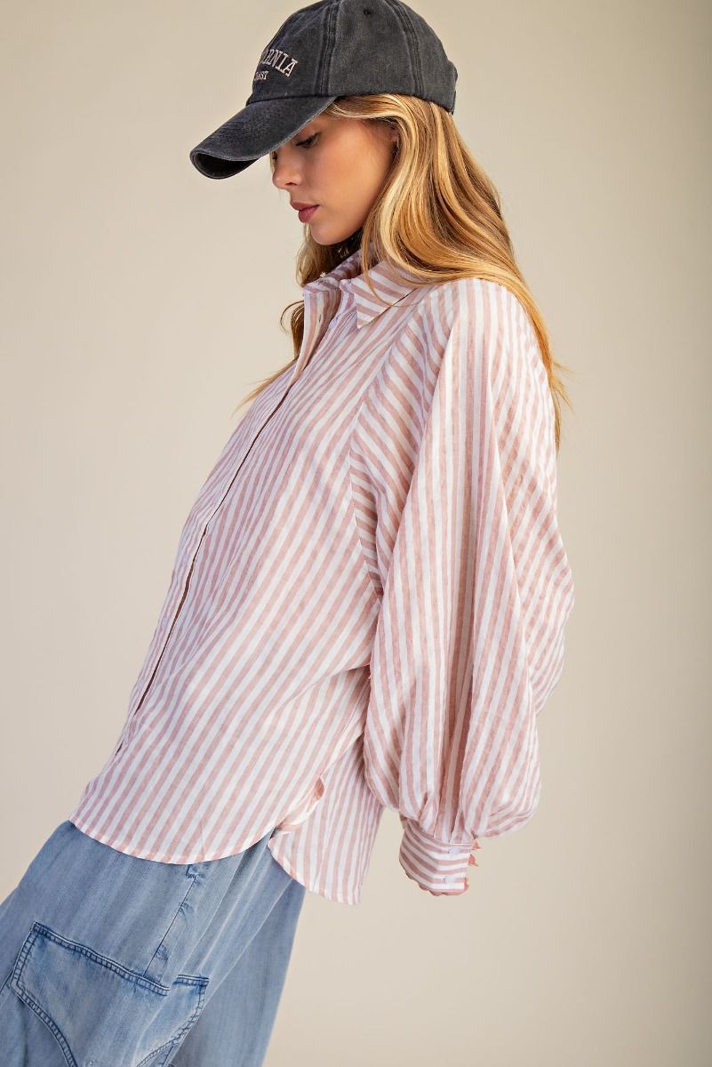 Dusty Rose Striped Blouse