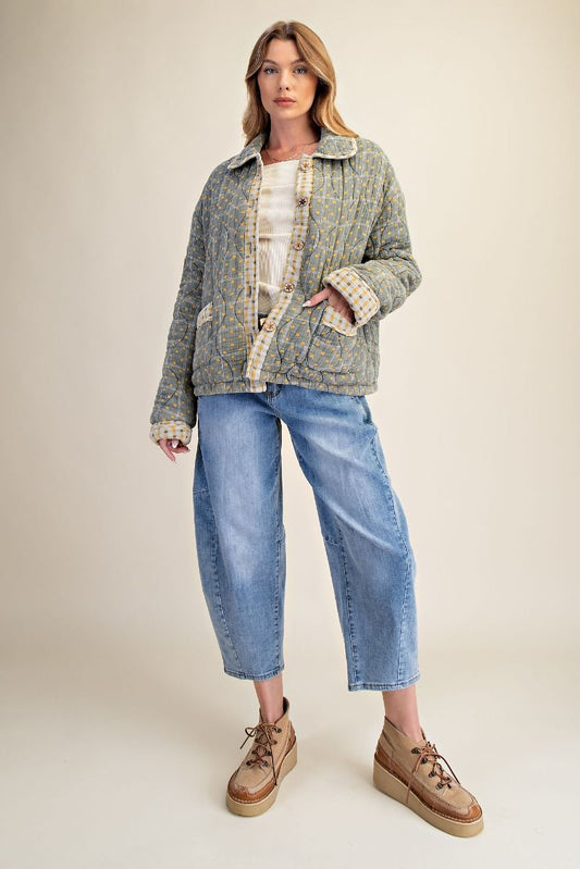 Sage Quilted Washed Jacket