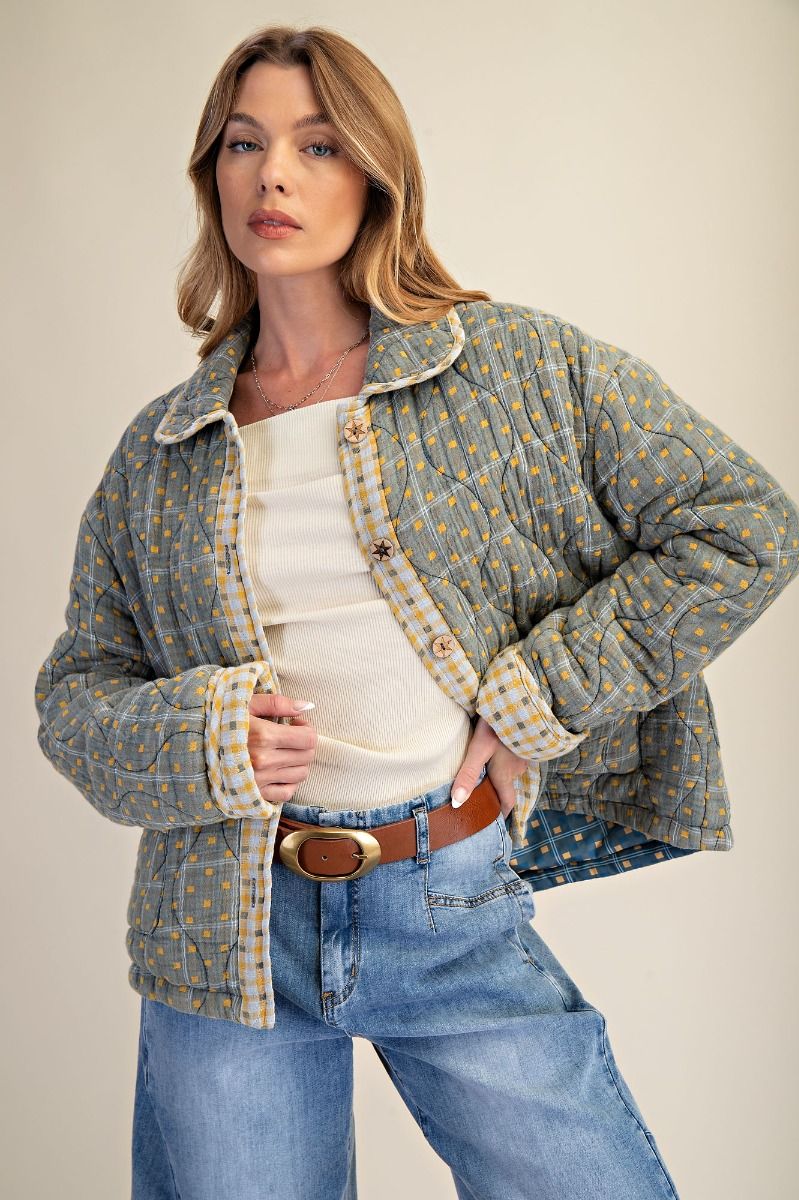 Sage Quilted Washed Jacket