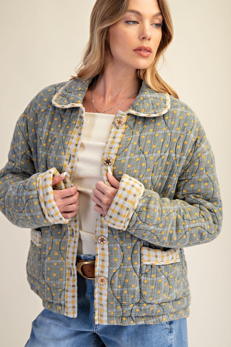 Sage Quilted Washed Jacket