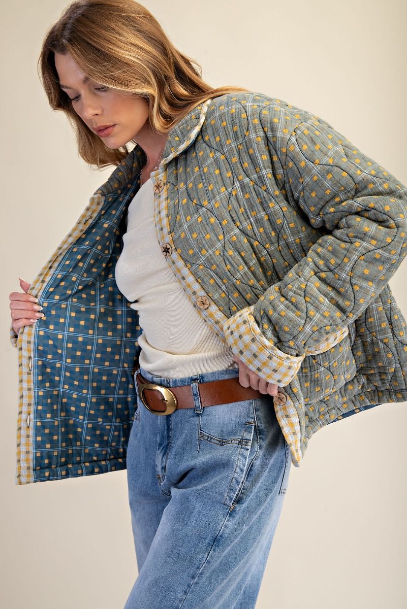 Sage Quilted Washed Jacket