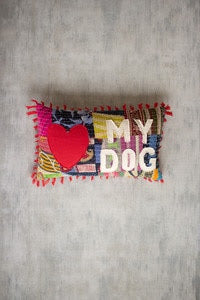 Love My Dog Kantha Pillow