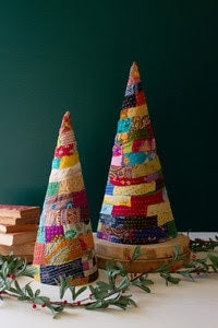 Large Kantha Christmas Topiaries Set of 2