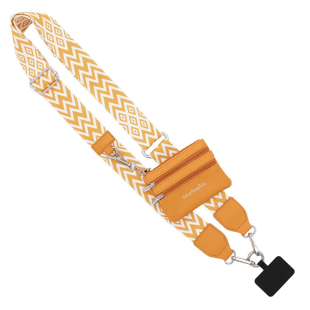 Save The Girls Crossbody Strap with Pouch - Chevron Yellow