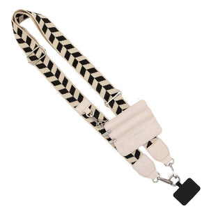 Save The Girls Crossbody Strap with Pouch Blk/Cream Chevron