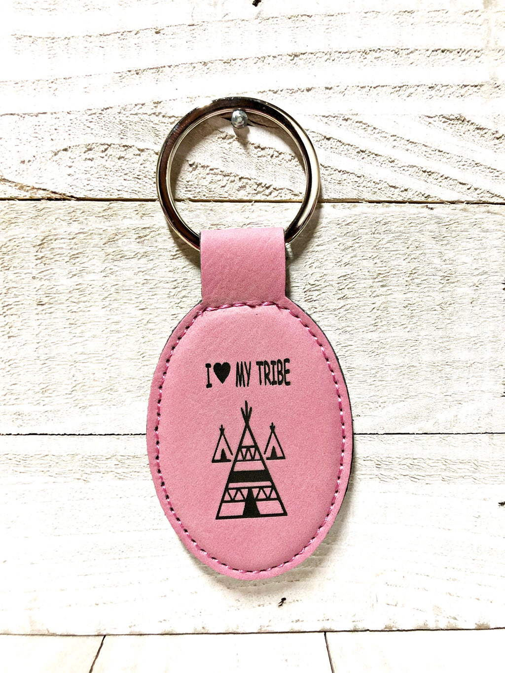 Engraved Oval Key Chain- My Tribe Pink