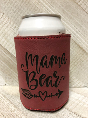 Engraved Beverage Koozie Holder- Mama Bear Maroon