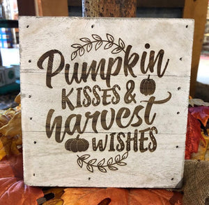 Engraved Decor-Pumpkin Kisses & Harvest Wishes