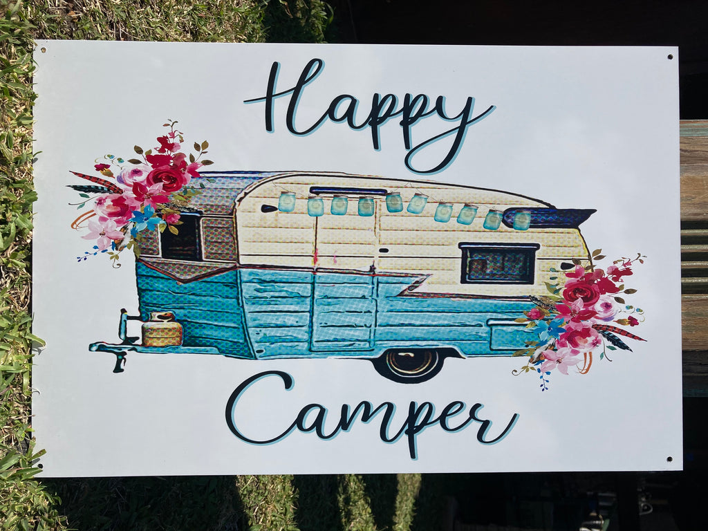 Metal UV Printed Sign- Chic Happy Camper