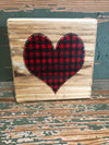 Handmade Décor- Buffalo Plaid heart on natural pine