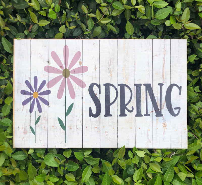 UV Color Handmade Decor-Spring flowers w/ rustic barn wood background