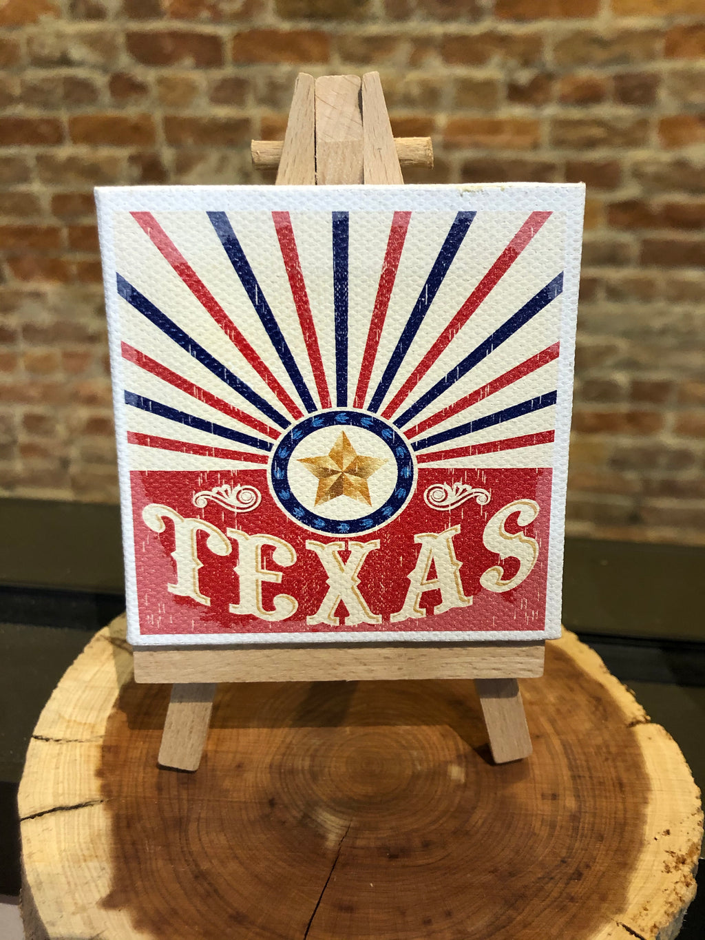 Mini Canvas Signs w/Wooden Easel~TEXAS Red Lone Star